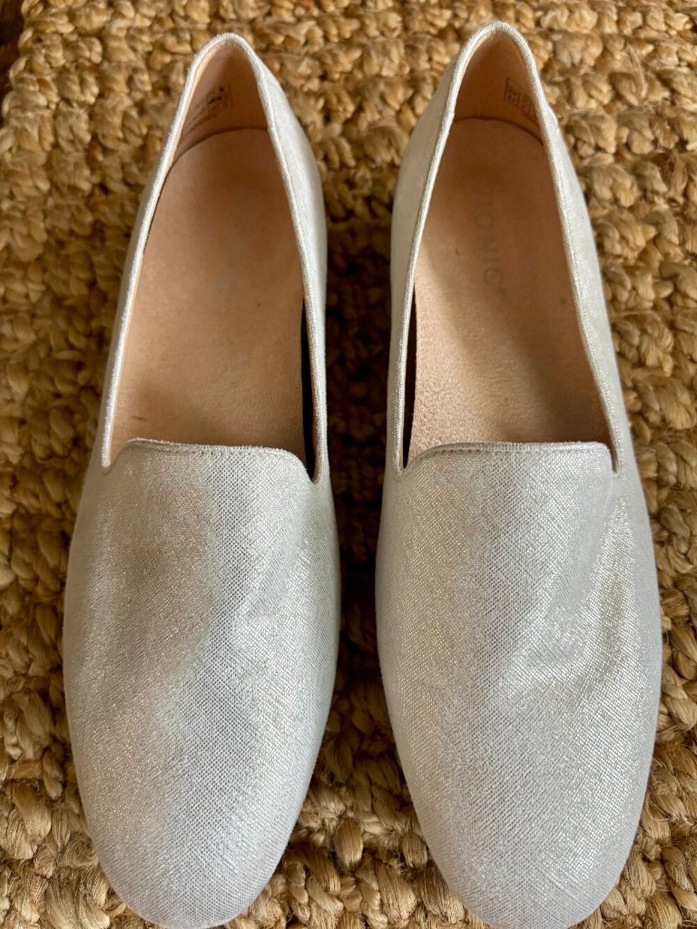 Vionic Willa II Metallic Silver Leather Loafer Flats